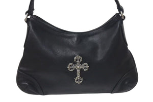 CHROME HEARTS クロムハーツ グーチバッグ フィリグリークロス スモール ワンショルダーバッグ シルバー 925 レザー 美品 中古 4c075418