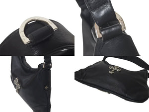 CHROME HEARTS クロムハーツ グーチバッグ フィリグリークロス スモール ワンショルダーバッグ シルバー 925 レザー 美品 中古 4c075418