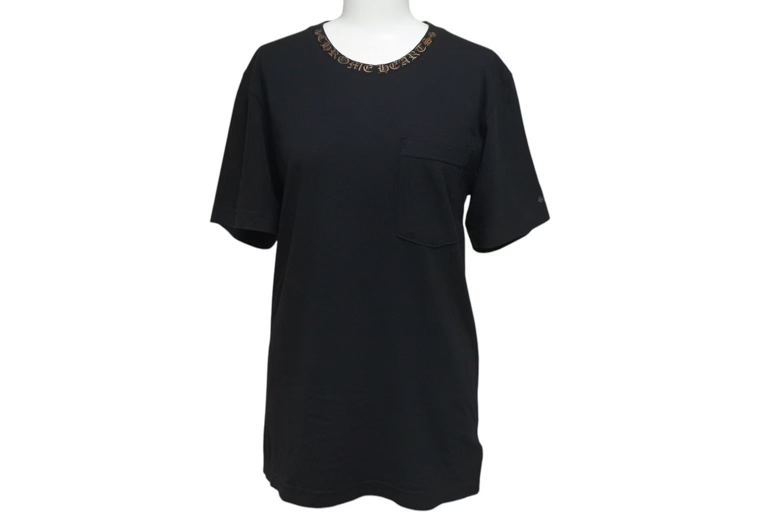 Chrome Hearts - CHROME HEARTS クロムハーツ 半袖Ｔシャツ 前ポケット ロゴプリント ブラック ブラウン コットン 美品 中古 4c075419 CHROME HEARTS クロムハーツ 半袖Tシャツ 前ポケット ロゴ