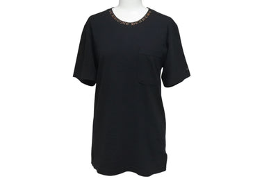 CHROME HEARTS クロムハーツ 半袖Ｔシャツ 前ポケット ロゴプリント ブラック ブラウン コットン 美品 中古 4c075419