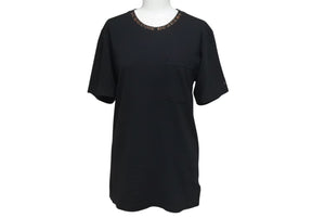 CHROME HEARTS クロムハーツ 半袖Ｔシャツ 前ポケット ロゴプリント ブラック ブラウン コットン 美品 中古 4c075419