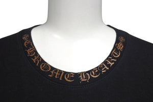 CHROME HEARTS クロムハーツ 半袖Ｔシャツ 前ポケット ロゴプリント ブラック ブラウン コットン 美品 中古 4c075419