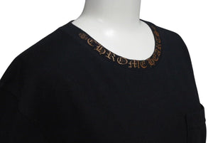 CHROME HEARTS クロムハーツ 半袖Ｔシャツ 前ポケット ロゴプリント ブラック ブラウン コットン 美品 中古 4c075419
