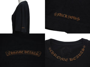 CHROME HEARTS クロムハーツ 半袖Ｔシャツ 前ポケット ロゴプリント ブラック ブラウン コットン 美品 中古 4c075419