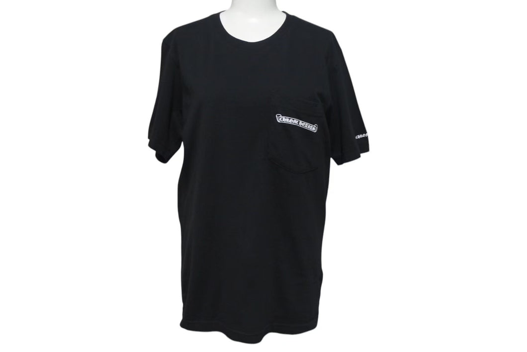 CHROME HEARTS クロムハーツ 半袖Ｔシャツ スクロールラベル ロゴプリント サイズ S ブラック コットン 美品 中古 4c075421 