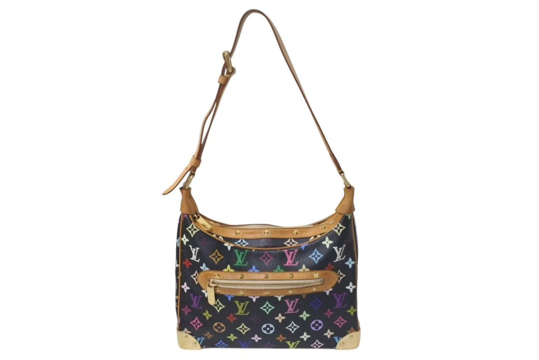 LOUIS VUITTON ルイヴィトン 村上隆 ブローニュ ショルダーバッグ モノグラム マルチカラー 黒 ノワール M92638 美品 中古 4c075429