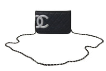 Load image into Gallery viewer, CHANEL シャネル カンボンライン チェーンウォレット ショルダーバッグ A46646 ブラック シルバー金具 美品 中古 4c075432