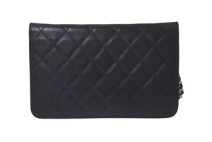 CHANEL シャネル カンボンライン チェーンウォレット ショルダーバッグ A46646 ブラック シルバー金具 美品 中古 4c075432