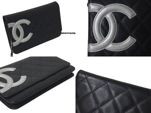 CHANEL シャネル カンボンライン チェーンウォレット ショルダーバッグ A46646 ブラック シルバー金具 美品 中古 4c075432