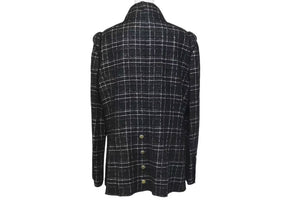 Chanel シャネル ツイード ラメ ハサミモチーフボタン チェック ジャケット P32182 ブラック サイズ48 美品 中古 4c075433
