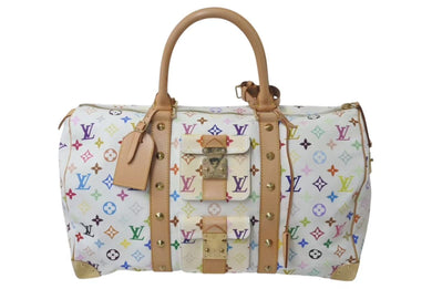極美品 LOUIS VUITTON ルイヴィトン 村上隆 ボストンバッグ キーポル45 M92641 モノグラムマルチ ホワイト ゴールド金具 中古 4c075438