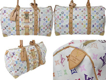 Load image into Gallery viewer, 極美品 LOUIS VUITTON ルイヴィトン 村上隆 ボストンバッグ キーポル45 M92641 モノグラムマルチ ホワイト ゴールド金具 中古 4c075438