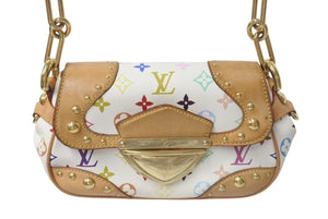 LOUIS VUITTON ルイヴィトン マリリンPM ハンドバッグ M40127 モノグラム マルチカラー ホワイト ゴールド金具 村上隆 美品 中古 4c075441