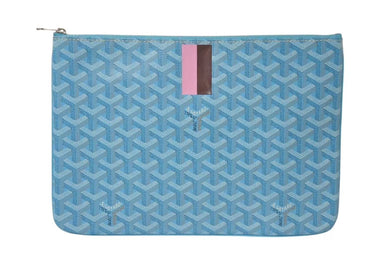 GOYARD ゴヤール セナMM クラッチバッグ ブルー PVC レザー 美品 中古 4c075442