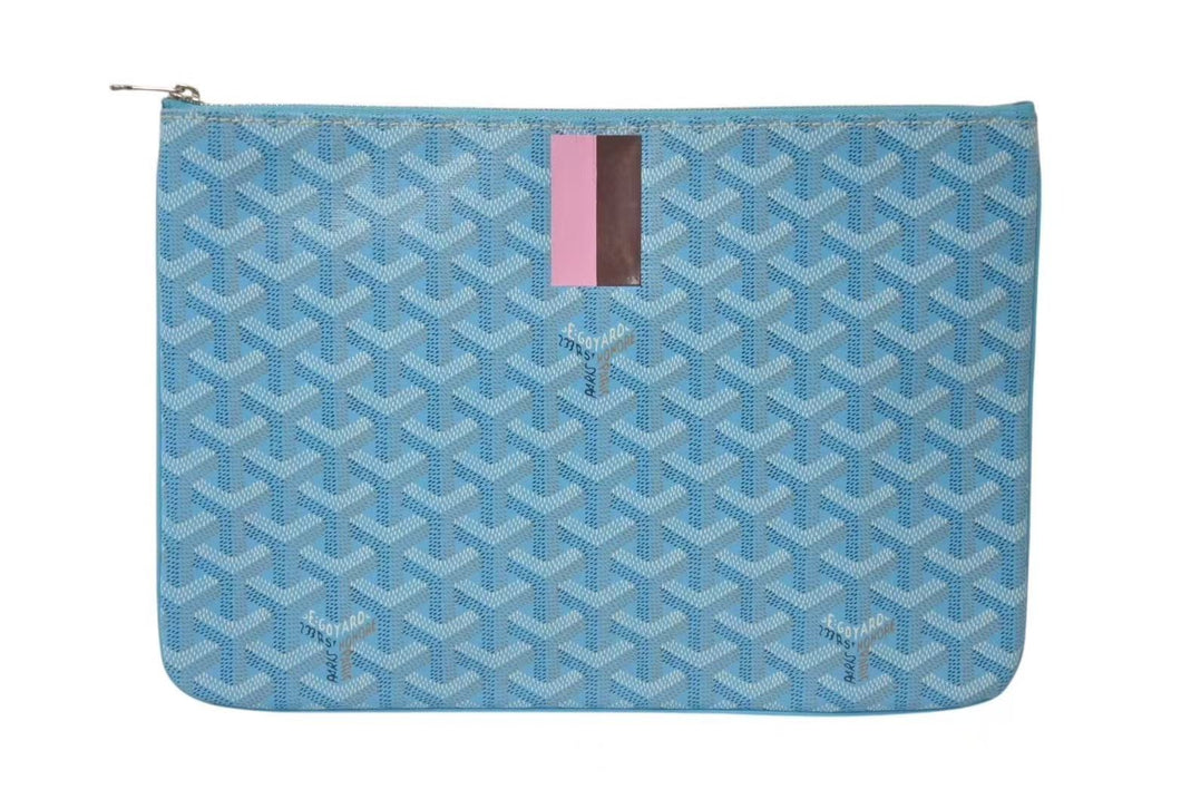 GOYARD ゴヤール セナMM クラッチバッグ ブルー PVC レザー 美品 中古 4c075442