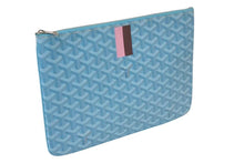 Load image into Gallery viewer, GOYARD ゴヤール セナMM クラッチバッグ ブルー PVC レザー 美品 中古 4c075442