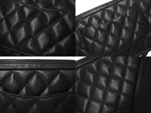 CHANEL シャネル カンボンライン ワンショルダーバッグ ココマーク 8番台 カーフスキン ブラック シルバー 金具 美品 中古 4c075443
