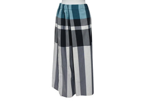 ISSEY MIYAKE イッセイミヤケ チェックロングスカート ブルー ブラック ホワイト コットン サイズ2 美品 中古 4c075446