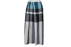 ISSEY MIYAKE イッセイミヤケ チェックロングスカート ブルー ブラック ホワイト コットン サイズ2 美品 中古 4c075446