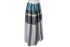 ISSEY MIYAKE イッセイミヤケ チェックロングスカート ブルー ブラック ホワイト コットン サイズ2 美品 中古 4c075446