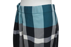 ISSEY MIYAKE イッセイミヤケ チェックロングスカート ブルー ブラック ホワイト コットン サイズ2 美品 中古 4c075446