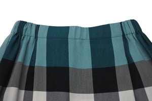 ISSEY MIYAKE イッセイミヤケ チェックロングスカート ブルー ブラック ホワイト コットン サイズ2 美品 中古 4c075446