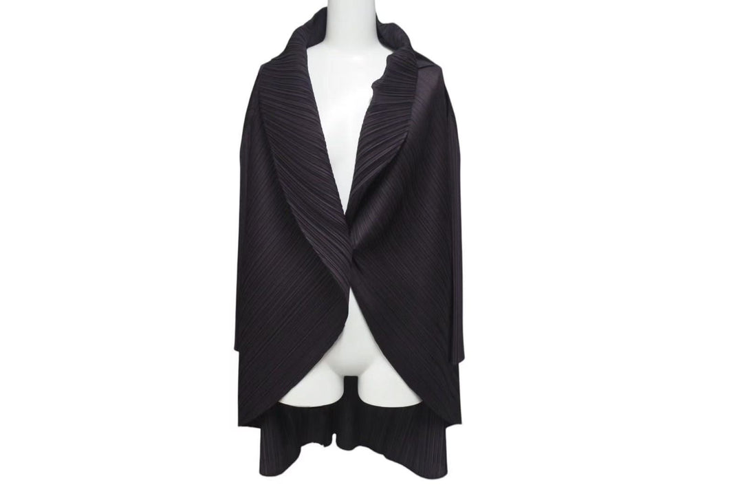 極美品 PLEATS PLEASE ISSEY MIYAKE プリーツプリーズ イッセイミヤケ カーディガン サイズ2 ブラウン PP23-JA161 中古 4c075447