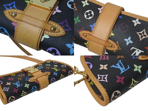 極美品 LOUIS VUITTON ルイヴィトン 村上隆 シャーリー M40050 モノグラムマルチ ブラック ゴールド金具 中古 4c075454