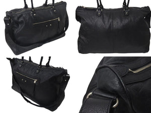 BALENCIAGA バレンシアガ Classic Weekender クラシックウィークエンダー 2WAY バック ブラック ラムスキン 433614 美品 中古 4c075458