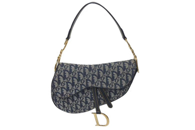 極美品 Christian Dior クリスチャンディオール デニムトロッターサドルバッグ ネイビー ガリアーノ期 中古 4c075459