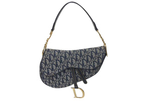 極美品 Christian Dior クリスチャンディオール デニムトロッターサドルバッグ ネイビー ガリアーノ期 中古 4c075459