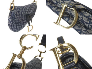 極美品 Christian Dior クリスチャンディオール デニムトロッターサドルバッグ ネイビー ガリアーノ期 中古 4c075459