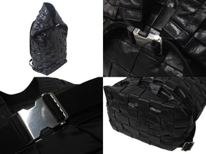 BOTTEGA VENETA ボッテガヴェネタ カセット イントレチャート フォールドオーバー バックパック ブラック レザー 美品 中古 4c075460