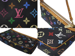 LOUIS VUITTON ルイヴィトン ポシェット アクセソワール アクセサリーポーチ M92648 モノグラムマルチ 村上隆 ブラック 美品 中古 4c075462