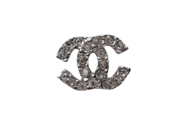 極美品 CHANEL シャネル ピアス ラインストーン ココマーク イタリア製 メタル 03A シルバー金具 中古 4c075469