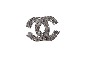 極美品 CHANEL シャネル ピアス ラインストーン ココマーク イタリア製 メタル 03A シルバー金具 中古 4c075469