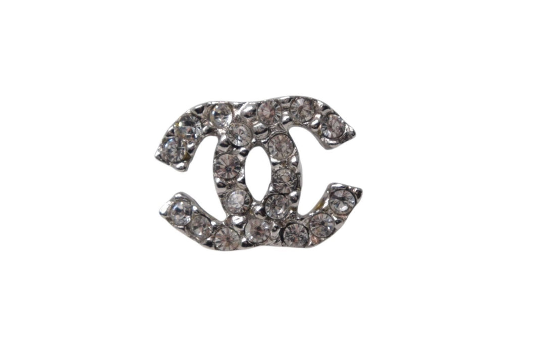 極美品 CHANEL シャネル ピアス ラインストーン ココマーク イタリア製 メタル 03A シルバー金具 中古 4c075469