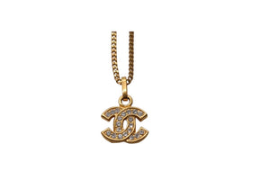 極美品 CHANEL シャネル ココマーク ネックレス アクセサリー 1982刻印 フランス製 GP ラインストーン ゴールド金具 中古 4c075488
