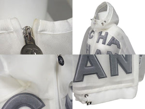 極美品 CHANEL シャネル メッシュ ジャケット ジップアップパーカー イタリア製 P60972V46493 サイズ 38 ホワイト 中古 4c075493