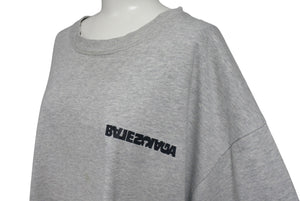 BALENCIAGA バレンシアガ 21AW ターニングロゴプリント 半袖Ｔシャツ グレー コットン サイズ4 675016 中古 4c075501