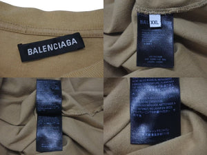 BALENCIAGA バレンシアガ b@len©︎i@9a 半袖Ｔシャツ ブラウン コットン サイズXXL 620969 美品 中古 4c075502