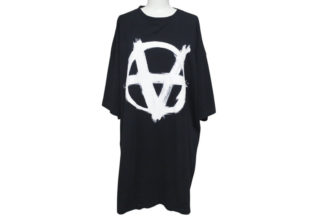 極美品 VETEMENTS ヴェトモン 21SS アナーキー ゴシック ロゴ 半袖Ｔシャツ ブラック コットン サイズS UE51TR640B 中古 4c075506 