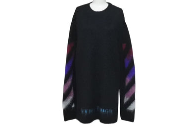 極美品 OFFWHITE オフホワイト バックアロー モヘアウールニットセーター ブラック サイズS 中古 OMHA036F17650004 4c075511 