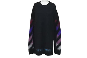 極美品 OFFWHITE オフホワイト バックアロー モヘアウールニットセーター ブラック サイズS 中古 OMHA036F17650004 4c075511 