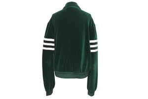 極美品 GUCCI × adidas グッチ アディダス シェリーライン ベロア トラックジャケット グリーン 691782 XJEKT パッチ ロゴ ゴールド金具 サイズS 中古 4c075514