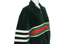 Load image into Gallery viewer, 極美品 GUCCI × adidas グッチ アディダス シェリーライン ベロア トラックジャケット グリーン 691782 XJEKT パッチ ロゴ ゴールド金具 サイズS 中古 4c075514