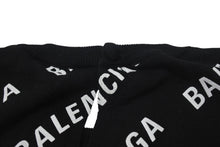 Load image into Gallery viewer, 極美品 BALENCIAGA バレンシアガ Mini Allover Logo Sweater 半袖ニット コットン イタリア製 ブラック ホワイト サイズXS 中古 4c075516