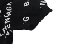 Load image into Gallery viewer, 極美品 BALENCIAGA バレンシアガ Mini Allover Logo Sweater 半袖ニット コットン イタリア製 ブラック ホワイト サイズXS 中古 4c075516