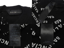 Load image into Gallery viewer, 極美品 BALENCIAGA バレンシアガ Mini Allover Logo Sweater 半袖ニット コットン イタリア製 ブラック ホワイト サイズXS 中古 4c075516