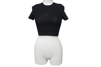 Alexander Wang アレキサンダーワン ロゴ メッシュ クロップド 半袖Ｔシャツ ブラック ポリエステル トップス 4KC2231024 美品 中古 4c075518 